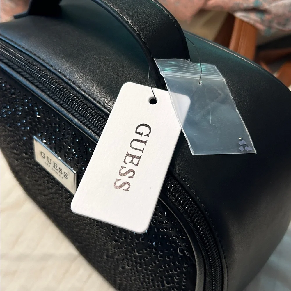 NWT Guess Black Sparkle Cosmetic Case - Picture 2 of 5
